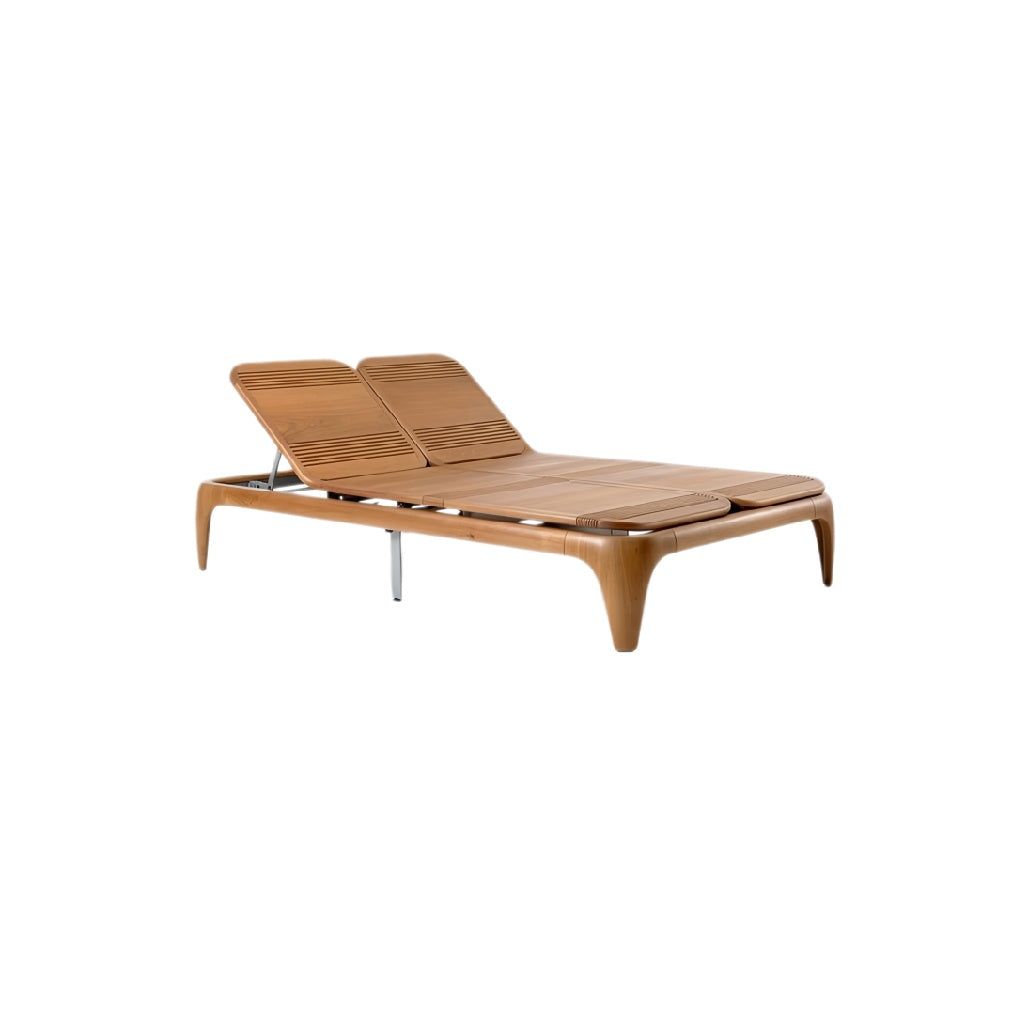Elegante Houten Ligstoel met Verstelbare Rugleuning**