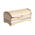 Houten opbergdoos met ronddeksel en metalen strip**