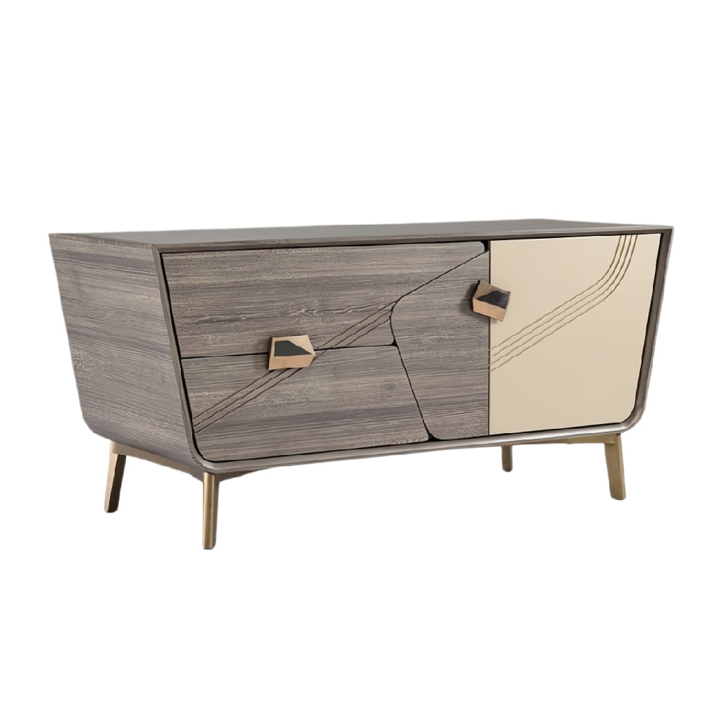 Moderne Ladekast met Geometrisch Ontwerp en Glanzende Accenten**