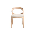 **Titel in het Nederlands: Minimalistische houten stoel met gestoffeerde zitting**
