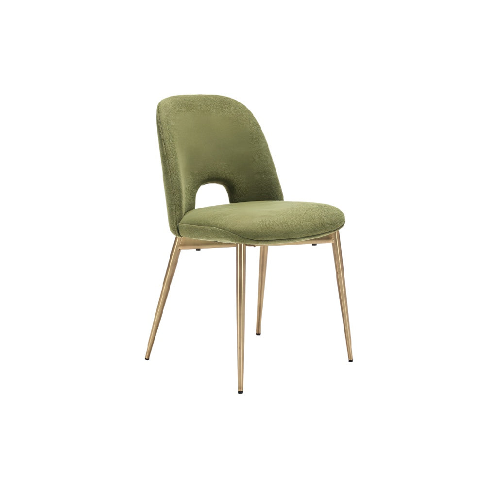 **Moderne groene eetstoel met gouden poten**